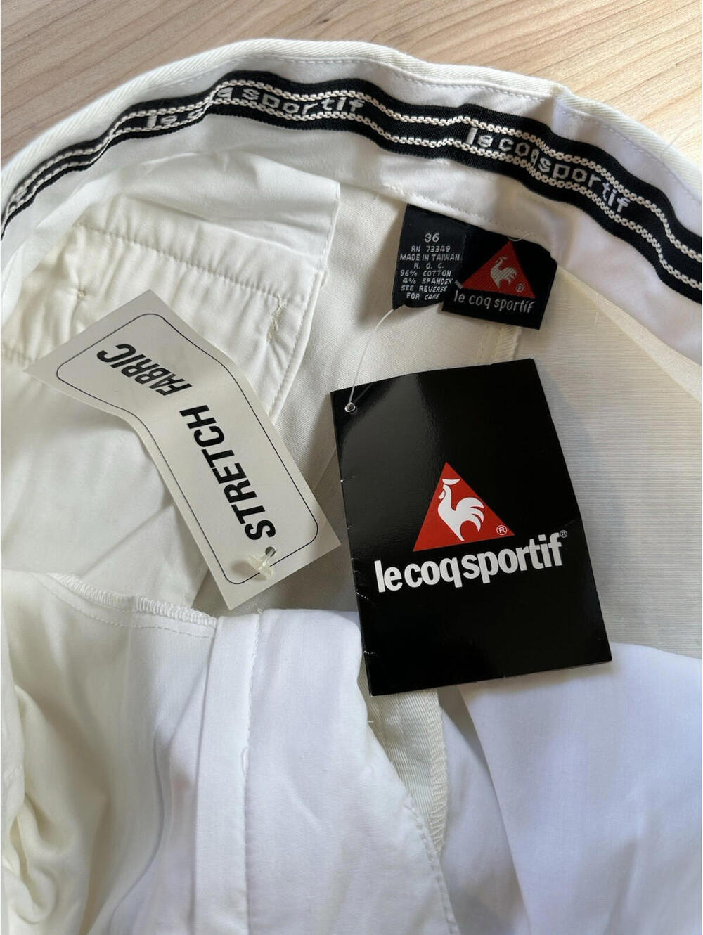 vintage 80's Le Coq Sportif deadstock with tags Tennis Shorts white Pleated rad - Picture 8 of 9